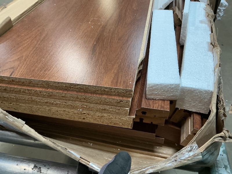 Photo 1 of **FOR PARTS ONLY/ BOX & ASSEMBLY PIECES DAMAGED** Sauder 5-Shelf Split Bookcase/ Book shelf, Oiled Oak finish