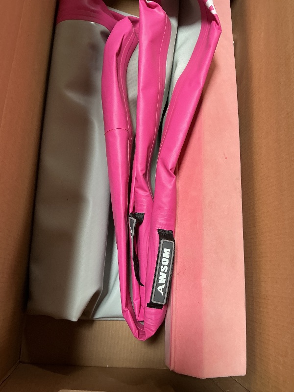 Photo 1 of ** dirt. Missing bag and pump.** AWSUM 10ft Gymnastics Mat with Balance Beam, 4" Thick Inflatable Tumbling Mat Track & Foldable Anti-Slip Beam, Gym Equipment for Kids, with Electric Pump