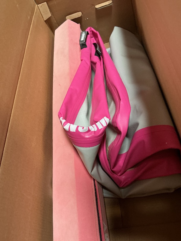 Photo 1 of ** dirt. Missing bag and pump.** AWSUM 10ft Gymnastics Mat with Balance Beam, 4" Thick Inflatable Tumbling Mat Track & Foldable Anti-Slip Beam, Gym Equipment for Kids, with Electric Pump