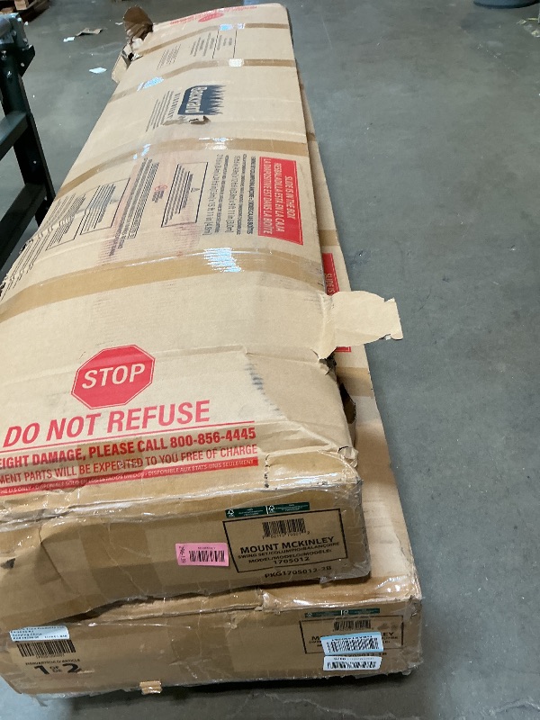 Photo 1 of ** two boxes. Minor dent damage** Backyard Discovery Mount Mckinley Cedar Wood Swing Set with Wave Slide, Play Deck, Double Rock Wall, Rope Ladder, Web Swing, Belt Swings, Toy Telescope, Steering Wheel, Sandbox Area, Outdoor Playset
