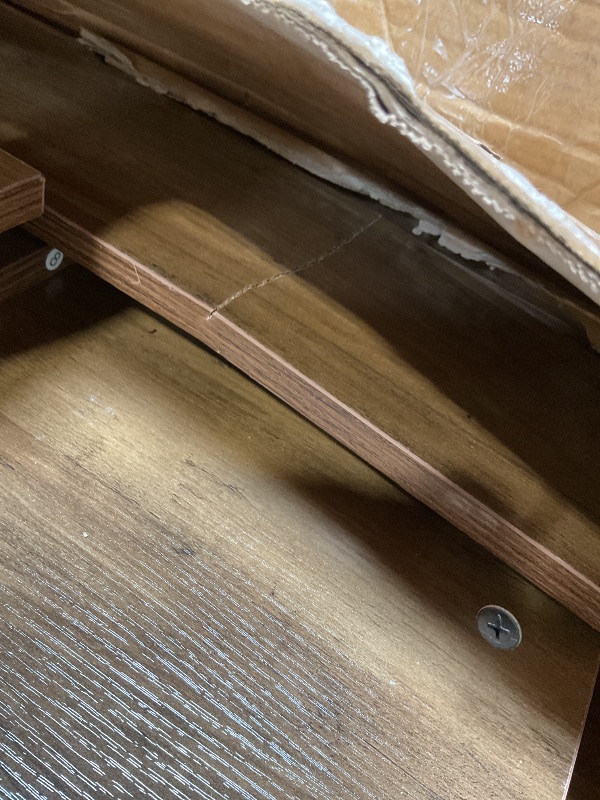 Photo 1 of ** major damage. Selling for parts **LITTLE TREE 55 Inches Kitchen Island with Storage, 3-Tier Farmhouse Wooden Stationary Island Table with Large Worktop & Leg Room, Modern Coffee Bar Table with Storage Shelf for Kitchen, Rustic Brown