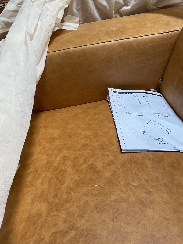 Photo 1 of **2 boxes. minor tear on one sofa**SIMPLIHOME Rex 2-Seater Modular Sofa in Full-Grain Genuine Leather, Sienna, 88-inches Wide, Handcrafted Leather Loveseat Sofa for Living Room