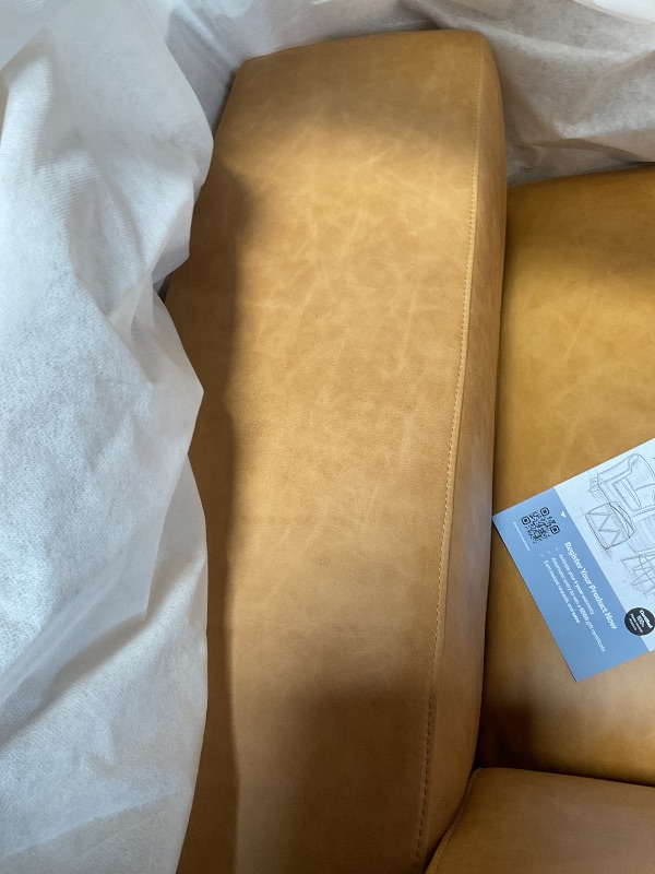 Photo 1 of **2 boxes. minor tear on one sofa**SIMPLIHOME Rex 2-Seater Modular Sofa in Full-Grain Genuine Leather, Sienna, 88-inches Wide, Handcrafted Leather Loveseat Sofa for Living Room