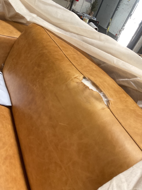 Photo 1 of **2 boxes. minor tear on one sofa**SIMPLIHOME Rex 2-Seater Modular Sofa in Full-Grain Genuine Leather, Sienna, 88-inches Wide, Handcrafted Leather Loveseat Sofa for Living Room