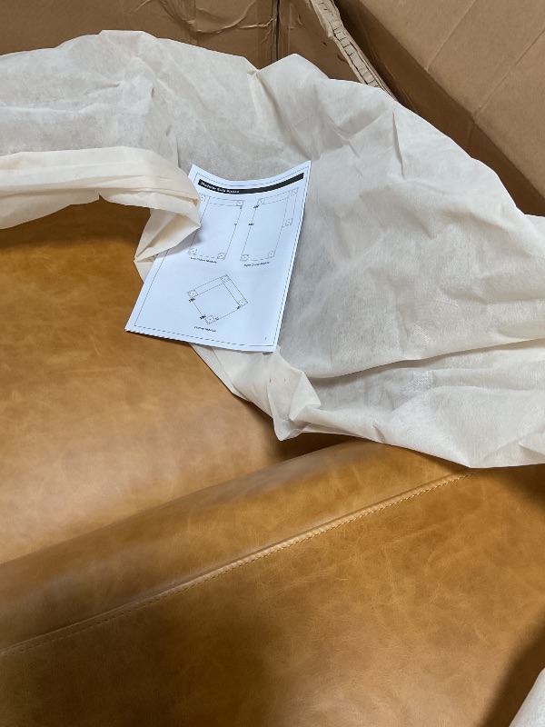 Photo 1 of **2 boxes. minor tear on one sofa**SIMPLIHOME Rex 2-Seater Modular Sofa in Full-Grain Genuine Leather, Sienna, 88-inches Wide, Handcrafted Leather Loveseat Sofa for Living Room