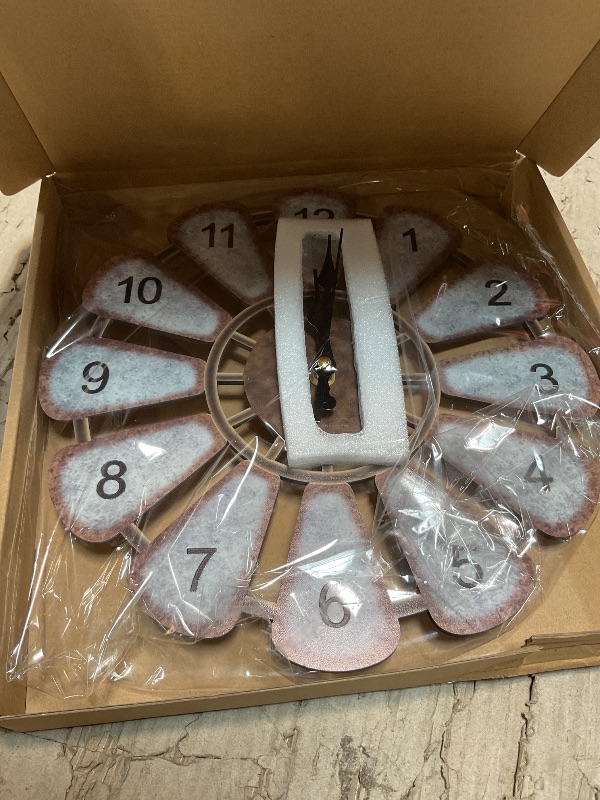 Photo 1 of ***SMALL HAND DOESN'T WORK**** Whimsibelle 12 Inch Wooden Rustic Windmill Farmhouse Wall Clock Distressed Wood Farmhouse Decor Non Ticking Silent Battery Operated Clock for Home Living Room Kitchen Bedroom Wall Decor