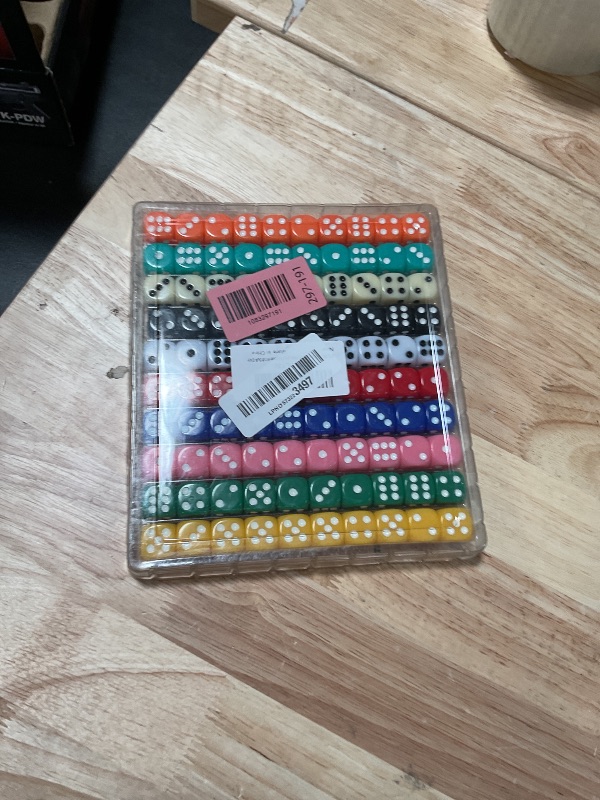 Photo 1 of 100 Pieces 16MM Dice Set, 6 Sided Colored Dices with Portable Plastic Box