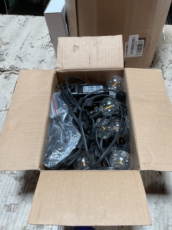 Photo 1 of ***used***addlon Outdoor String Lights 50FT G40 with Remote, 27 LED Shatterproof Bulbs, Dimmable Patio Globe Lights Waterproof, Hanging Outside Lighting for Backyard, Garden, Deck, Balcony, Porch, Café, Decor