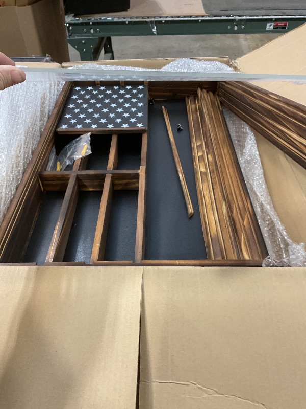 Photo 1 of ***FOR PARTS ONLY/ DAMAGED*** Challenge Coin Display Case,29.5" x 19.7" Wood Military Coin Holder Display with Anti-Dust UHD Acrylic Door,Removable Star Board & 2+3 Slot Partition Coin Display Stand for Collectors Veterans Gift