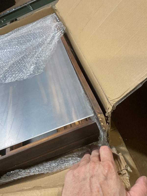 Photo 1 of ***FOR PARTS ONLY/ DAMAGED*** Challenge Coin Display Case,29.5" x 19.7" Wood Military Coin Holder Display with Anti-Dust UHD Acrylic Door,Removable Star Board & 2+3 Slot Partition Coin Display Stand for Collectors Veterans Gift