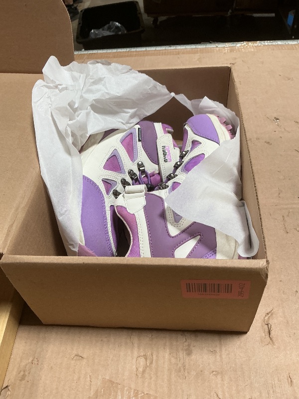 Photo 1 of ***USED***R CORD Girls Hiking Shoes Kids Anti Collision Hiking Boots Girls Non Slip Sneakers Outdoor Trekking Walking Climbing Running WhitePurple 6 Big Kid