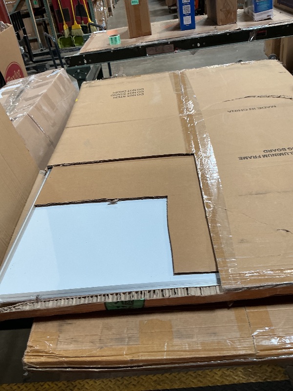 Photo 1 of ***DAMAGED/BENT*** WALGLASS Large Whiteboard, 48" x 36" Double-Sided Large Dry Erase White Board for Wall, Hanging Whiteboard with Silver Aluminium Frame for Home, School, Office, Kitchen