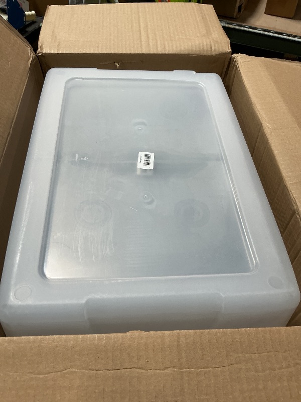 Photo 1 of ***RECOMENDED FOR PARTS/ CRACKED*** HOMZ 2-Pack Snaplock, Small Clear Plastic Storage Organizer Bins w/ Lids, 28 Quart, Gray - Stackable Container Boxes for Bedroom, Bathroom, Garage, and Office Organization
