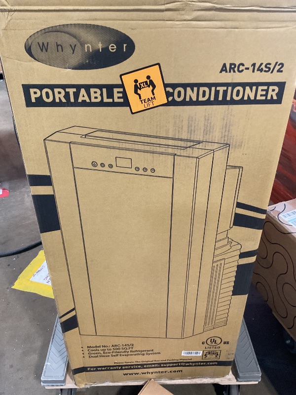 Photo 1 of ***FOR PARTS ONLY/ DOESN'T COOL*** Whynter Portable Air Conditioner 14,000 BTU with Dual Hose Dehumidifier & Cooling Fan for 500 Sq Ft Rooms, Includes AC Unit Window Kit, ARC-14S (9,500 SACC)