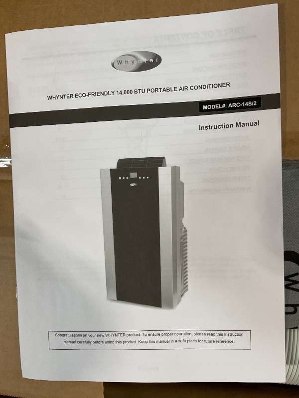 Photo 1 of ***FOR PARTS ONLY/ DOESN'T COOL*** Whynter Portable Air Conditioner 14,000 BTU with Dual Hose Dehumidifier & Cooling Fan for 500 Sq Ft Rooms, Includes AC Unit Window Kit, ARC-14S (9,500 SACC)