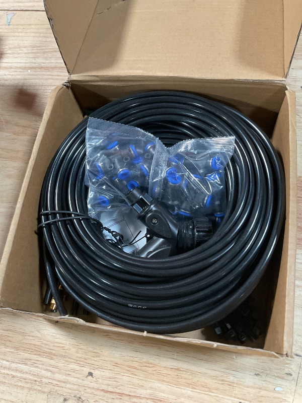 Photo 1 of 100ft 1/4-Inch Drip Irrigation Kit with 16 Adjustable Copper Nozzles, Automatic Atomizing Watering Sprinkler System for Garden, Raised Beds, Lawn, Greenhouse & Patio