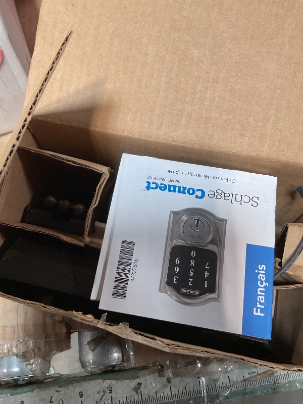 Photo 1 of ***MISSING KEYS*** 
Schlage Connect Smart Deadbolt Lock with Camelot Trim, Aged Bronze