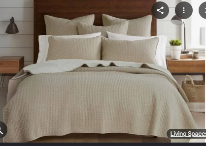 Photo 1 of **COMFORTER ONLY*** EverGrace Full/Queen Cotton Quilt Cross Stitch Taupe | Machine Washable Contemporary Brown Solid 88"W x 92"D x 0.5"H at Living Spaces