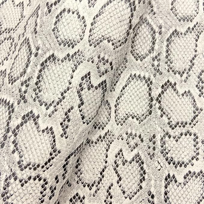 Photo 1 of 12"x54" Snake Patterned PU Faux Leather,Embossed Snake Textured Faux Synthetic Leather Fabric for Home Decoration DIY Sewing Clothes Project Bows Earrings Making Craft Withe