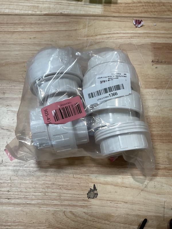 Photo 1 of 2 Inch PVC Union Coupling, SCH 40 Slip Union Pipe Fitting with Built-in EPDM O-Ring, Socket x Socket Removable PVC Adapter for Pool Pump, Filter, Irrigation Plumbing, White, 4 Pack