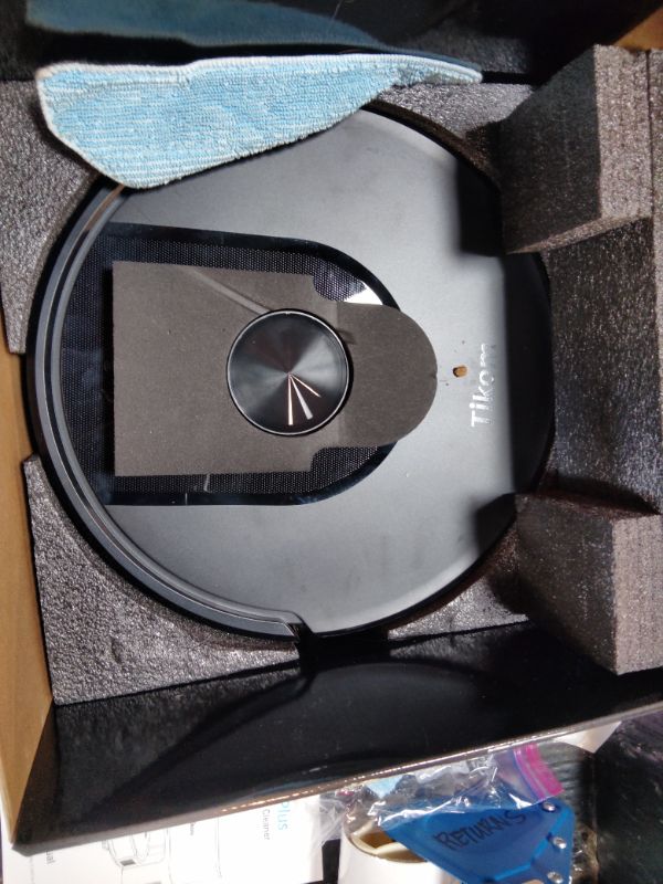 Photo 1 of ***POSSIBLY FOR PARTS HAS ISSUES/ FUNCTIONING**** Tikom Robot Vacuum and Mop, 6000Pa Robotic Vacuum Cleaner with Self-Emptying Base, 90 Days Capacity, LiDAR Navigation, Home Mapping, Ideal for Pet Hair, Hard Floors, Carpet (L8000 Plus)