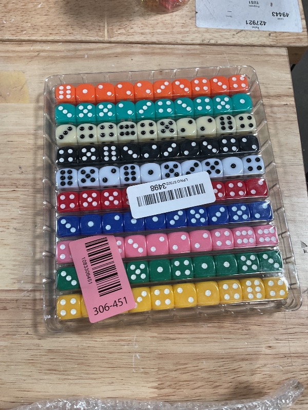 Photo 1 of 100 Pieces 16MM Dice Set, 6 Sided Colored Dices with Portable Plastic Box
