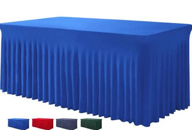 Photo 1 of 9ft Royal Blue Table Skirts for rectangle Sequin Table Cloth Glitter Table skirt for Birthday Party Baby Shower Decor