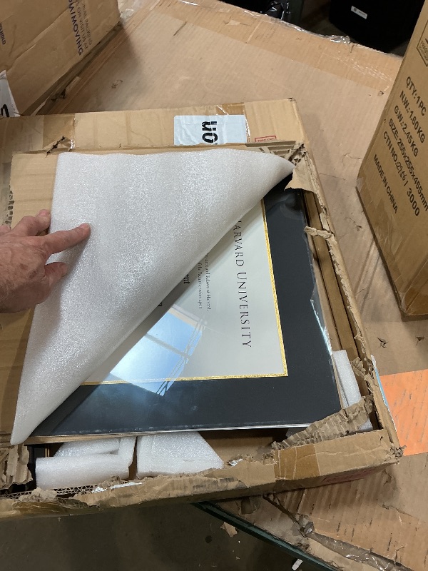 Photo 1 of ***DAMAGE TO FRAME*** EXCELLO GLOBAL PRODUCTS Photo Document Frame: 11" x 14" with Double Mat Graduation Diploma Certificate Holder Wall Frame (Black/Gold/Red)