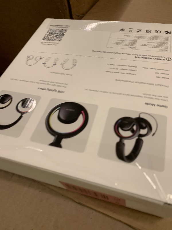 Photo 1 of LOBKIN Open Ear Headphones, Bluetooth 6.0 Wireless Headset with Detachable Mic, Adjustable RGB Lights, Voice Assistant Comfortable Breathable Safe Lightweight Over Ear Headphones for Working Gaming