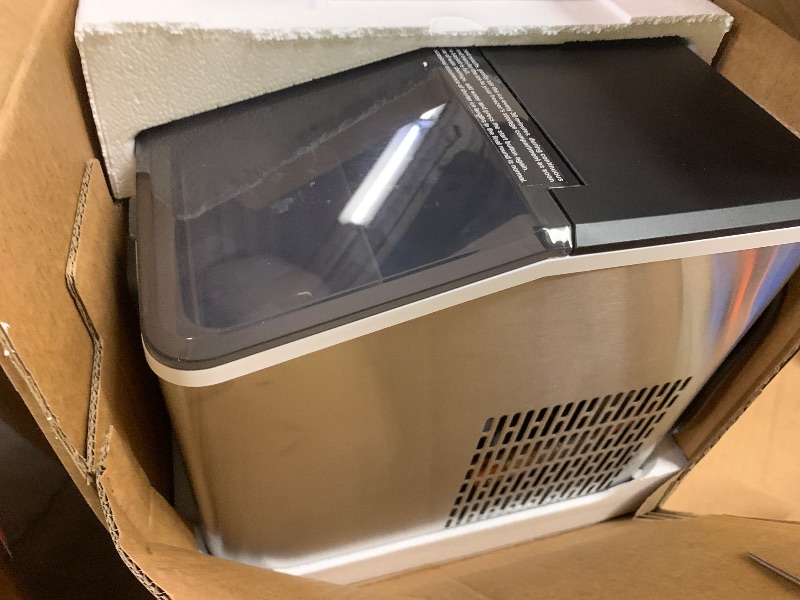 Photo 1 of Aeitto Ice Maker Countertop 26lbs/24H, Ice Machine 8 Ice Cubes Ready in 6 Mins, 2 Sizes of Bullet Ice Portable Ice Makers with Basket & Scoop, Auto Self-Cleaning for Home/Kitchen/Office Stainless