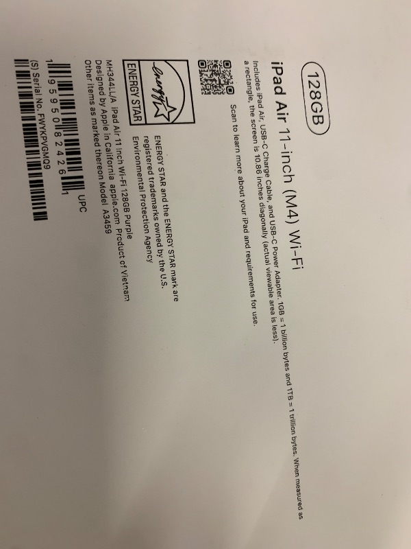 View 4 of Apple iPad Air 11-inch (M4): Liquid Retina Display, 128GB, 12MP Front/Back Camera, Wi-Fi 7 with Apple N1, Touch ID, All-Day Battery Life — Purple