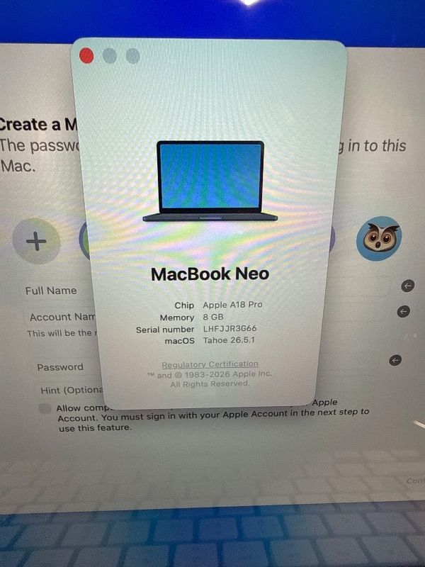 Photo 3 of Apple 2026 MacBook Neo 13-inch Laptop with A18 Pro chip: Built for AI and Apple Intelligence, Liquid Retina Display, 8GB Unified Memory, 512GB SSD Storage, 1080p FaceTime HD Camera, Touch ID; Indigo