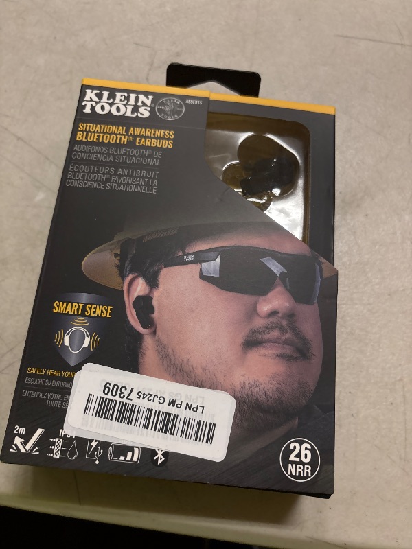 Photo 1 of Klein Tools AESEB1S SMART SENSE True Wireless Safety Earbuds with Bluetooth and Situational Awareness, 26dB Hearing Protection, 30-Hr Runtime