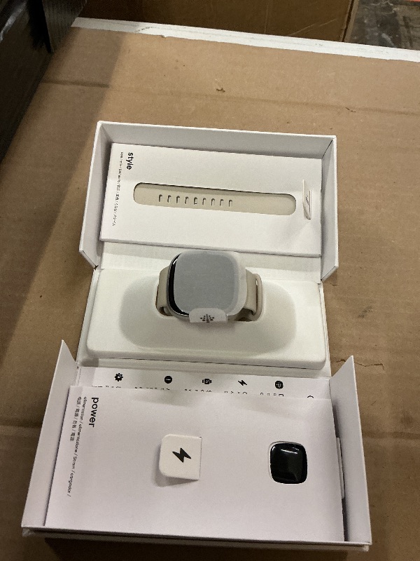 Photo 1 of Fitbit Sense 2 Advanced Health and Fitness Smart Watch (Lunar White) with Manage Stress, ECG, SpO2, GPS, S & L Bands, Bundle with Charger Dock, Wall Adapter, 2 Screen Protectors & PremGear Cloth