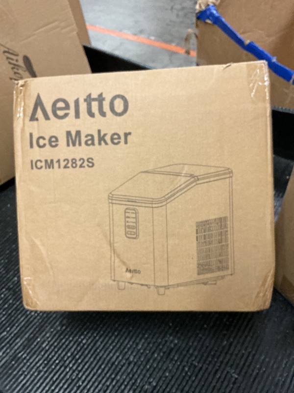 Photo 1 of Aeitto Ice Maker Countertop 26lbs/24H, Ice Machine 8 Ice Cubes Ready in 6 Mins, 2 Sizes of Bullet Ice Portable Ice Makers with Basket & Scoop, Auto Self-Cleaning for Home/Kitchen/Office Stainless