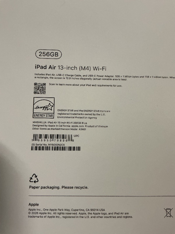 View 2 of Apple iPad Air 13-inch (M4): Liquid Retina Display, 256GB, 12MP Front/Back Camera, Wi-Fi 7 with Apple N1, Touch ID, All-Day Battery Life — Blue