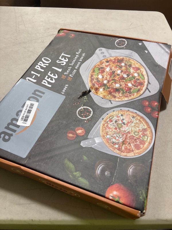 Photo 1 of 4PCS Pizza Oven Accessories, Yofuly 12 Inch Perforated Pizza Peel, 9 Inch Round Turning Peel, Pizza Stone Cleaning Brush with Scraper, Rocker Cutter, Homemade Pizza Supplies Tools Kit