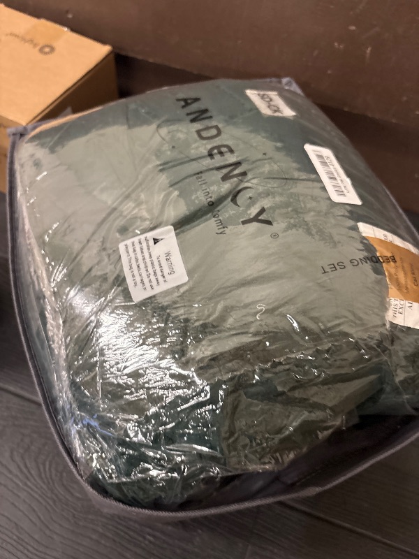 Photo 1 of Andency California King Comforter Set Dark Emerald Green - 7 Pieces Bed in a Bag Cal King Bedding Comforter Sets, Tufted Lightweight Fluffy Bed Set with Comforter, Sheets, Pillowcases & Shams
