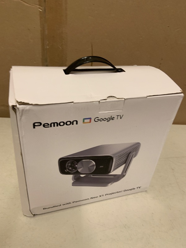 Photo 1 of Smart 4K Projector [Bundled with Google TV Stick] with WiFi and Bluetooth, 2500ANSI, Auto Lens Cap, Portable Outdoor Movie Projector with Built-in Apps Auto Focus for Ceiling/Home Theater/Bedroom
