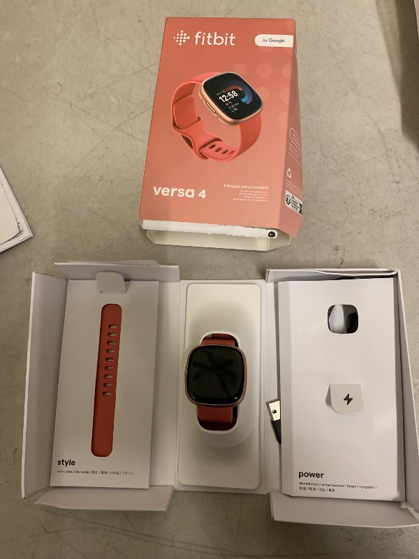 Photo 1 of Fitbit Versa 4 Fitness Smartwatch with Daily Readiness - GPS, 24/7 Heart Rate, 40+ Exercise Modes, Sleep Tracking - Pink Sand/Copper Rose