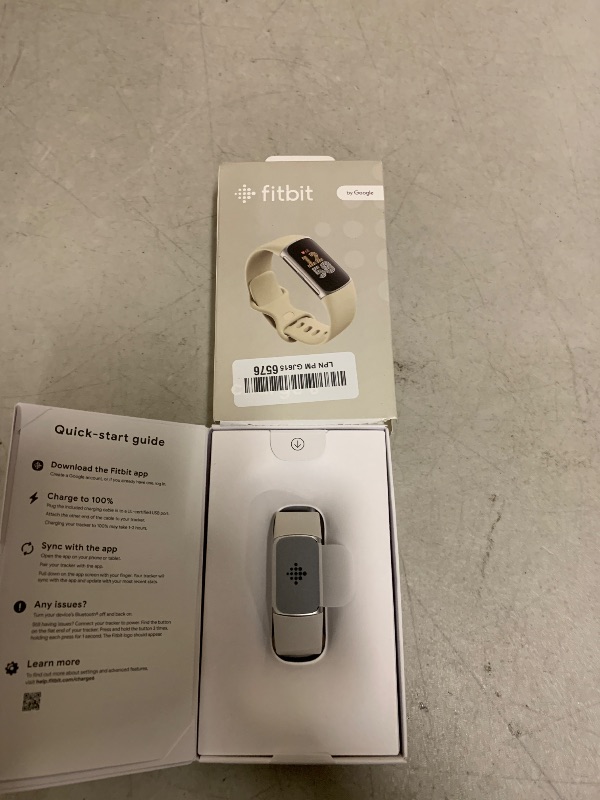 Photo 1 of Fitbit Charge 6 Fitness Tracker with Google Apps - Heart Rate on Exercise Equipment - Health Tools - Porcelain/Silver - Small&Large Bands Included