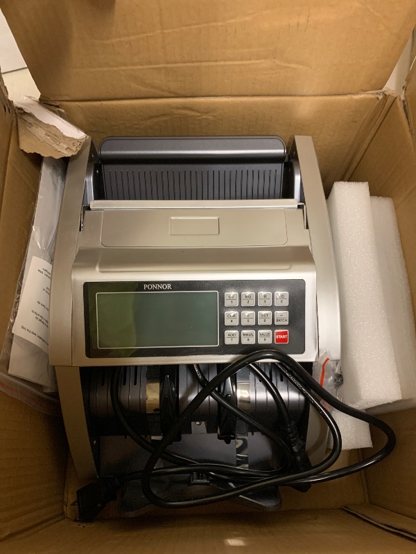 Photo 1 of PONNOR Money Counter Machine with Value Bill Count, Cash Counter for Dollar, Euro with UV/MG/IR/DD/DBL/HLF/CHN Counterfeit Detection, Add/Bat/Value Mode Bill Counting Machine with Large LCD Display