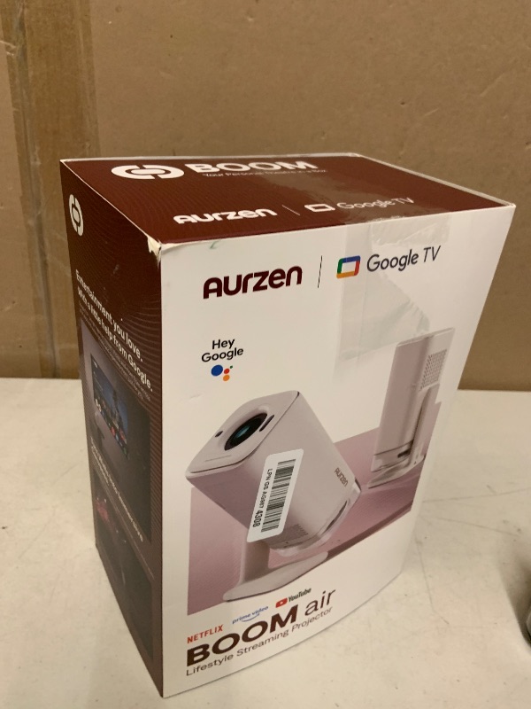 Photo 1 of Aurzen BOOM Air Google TV Portable Projector with USB-C Powered, Off-White
Smart Projector with WiFi and Bluetooth, for Outdoor & Home Movie, 4K Supported, Real-Time Focus, Dolby Audio, Flexible Stand