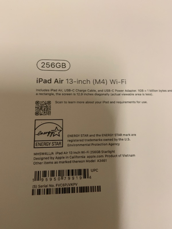 View 2 of Apple iPad Air 13-inch (M4): Liquid Retina Display, 256GB, 12MP Front/Back Camera, Wi-Fi 7 with Apple N1, Touch ID, All-Day Battery Life — Starlight