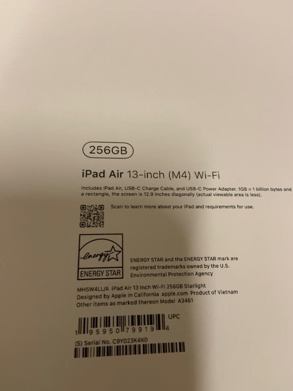 View 2 of Apple iPad Air 13-inch (M4): Liquid Retina Display, 256GB, 12MP Front/Back Camera, Wi-Fi 7 with Apple N1, Touch ID, All-Day Battery Life — Starlight