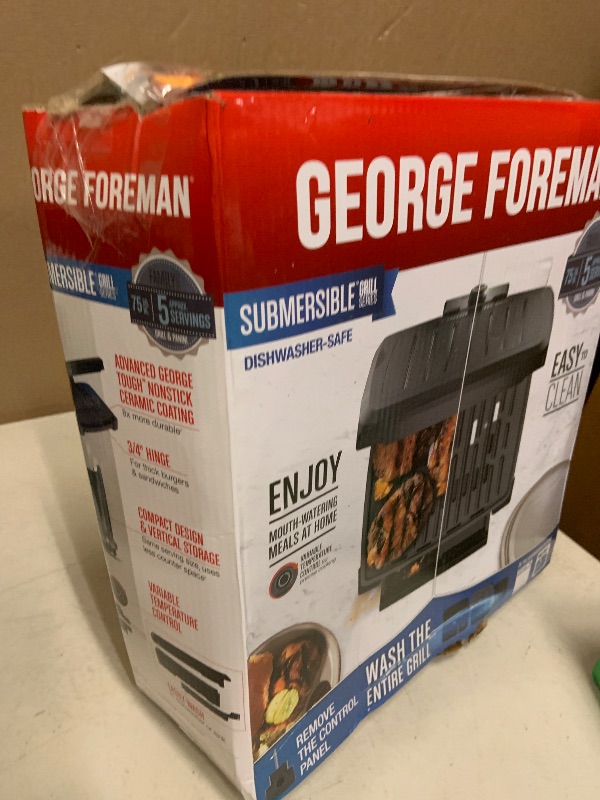Photo 1 of GEORGE FOREMAN® Contact Submersible™ Grill, 5-Serving Grill - Adjustable Temperature Control, Black Plates, Wash the entire grill
