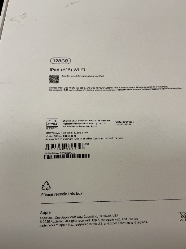 Photo 1 of Apple iPad 11-inch: A16 chip, 11-inch Model, Liquid Retina Display, 128GB, Wi-Fi 6, 12MP Front/12MP Back Camera, Touch ID, All-Day Battery Life — Silver