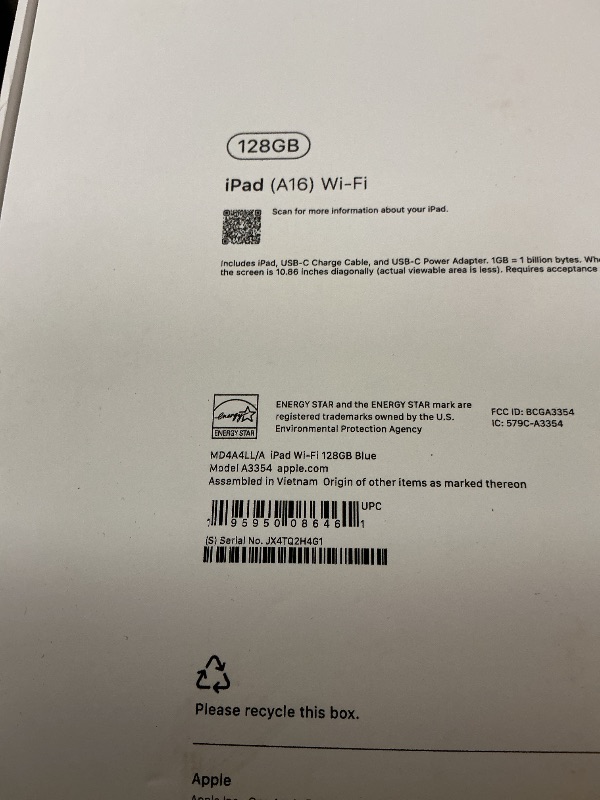 View 3 of Apple iPad 11-inch: A16 chip, 11-inch Model, Liquid Retina Display, 128GB, Wi-Fi 6, 12MP Front/12MP Back Camera, Touch ID, All-Day Battery Life — Blue
