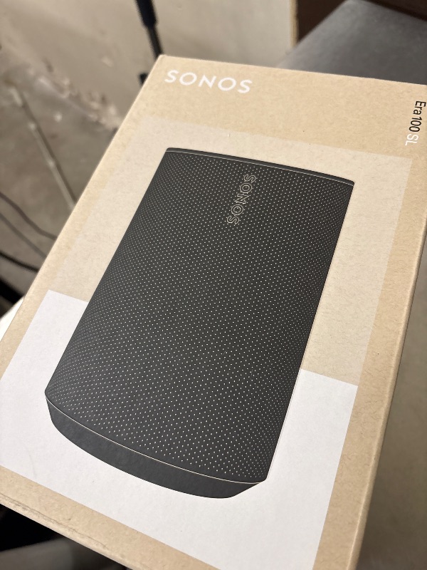 Photo 1 of Sonos Era 100 SL Compact, Microphone-Free Speaker - Black
Dual angled tweeters and a powerful midwoofer | Pair Two for Stereo or Add as Soundbar Rears | WiFi | Bluetooth