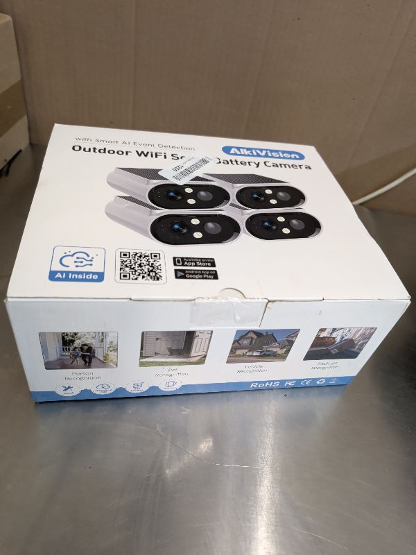 Photo 1 of AlkiVision 2K Solar Security Cameras - White 4Pcs